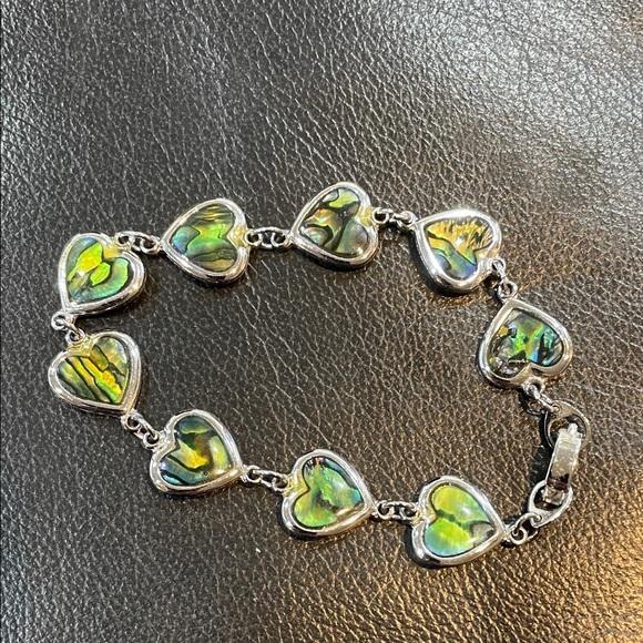 Heart Charm Bracelet with Abalone Shell look FREE GIFT WITH PURCHASE - Picture 1 of 4
